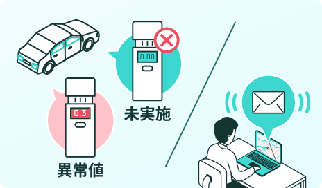 チェックせずに運転した場合は管理者へ通知
